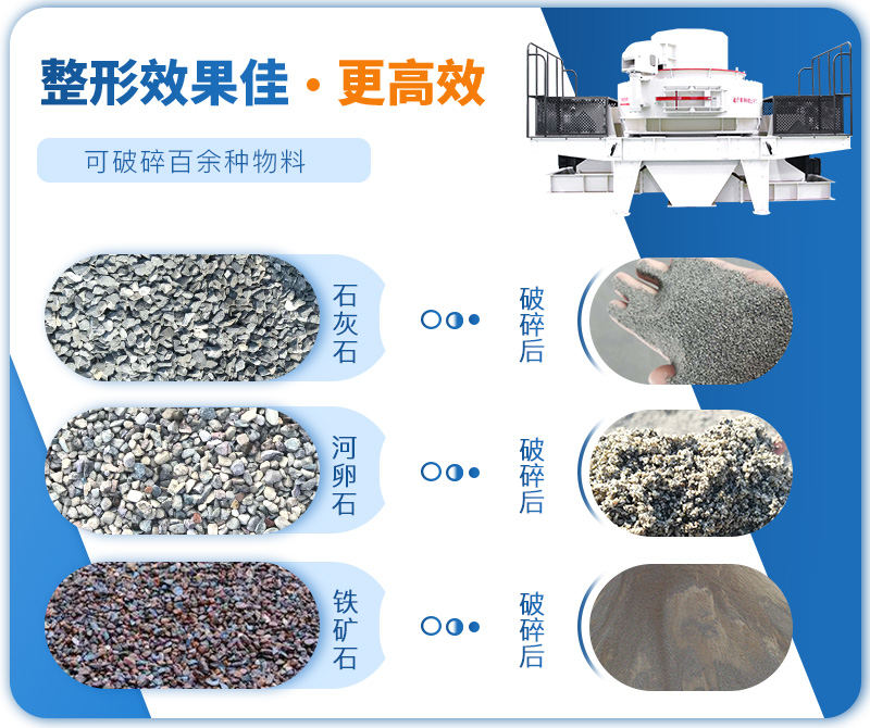 制砂機成品粒度多樣化，各種石料都不怕